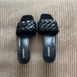 Express Women's Black Braided Kitten Heels